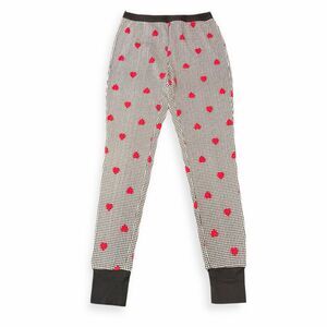 VICTORIA’S SECRET Women’s Black White Red Heart Houndstooth Thermal Pajama Botto